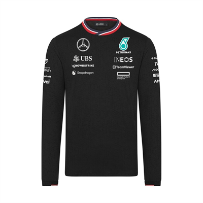 Tímové tričko AMG Mercedes Petronas F1 team čierne s dlhým rukávom
