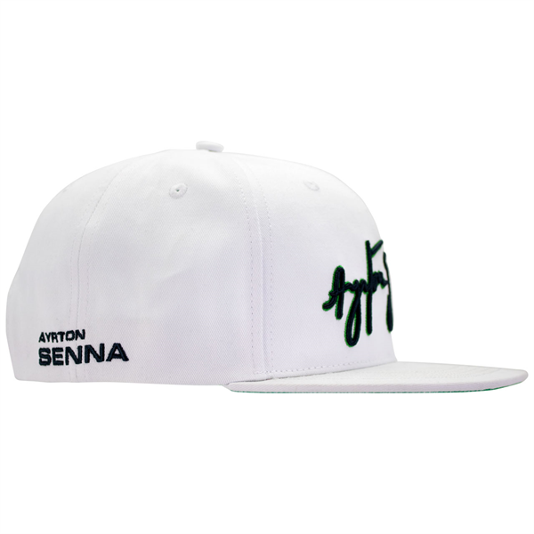 Ayrton Senna Šiltovka  Signature Flat Brim White